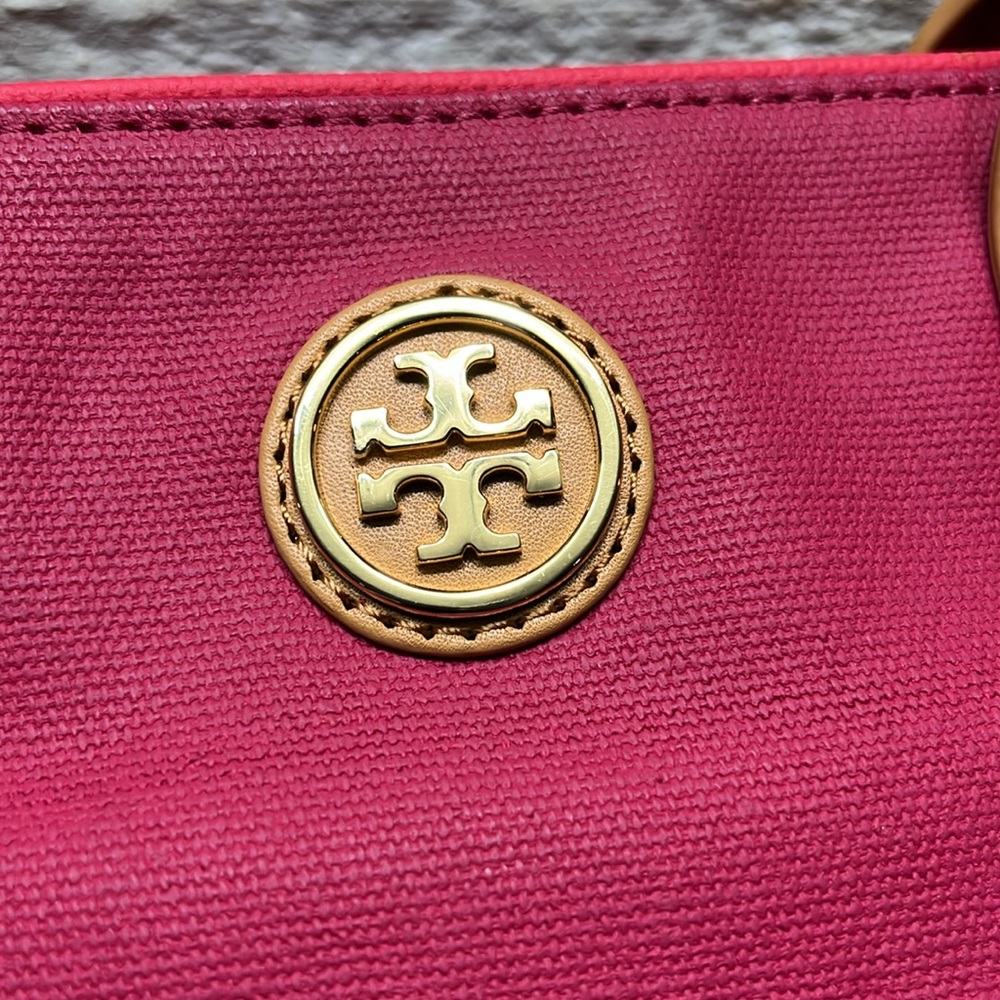 TORY BURCH LEATHER AND CANVAS TOTE BAG IN EUC - Picture 13 of 15